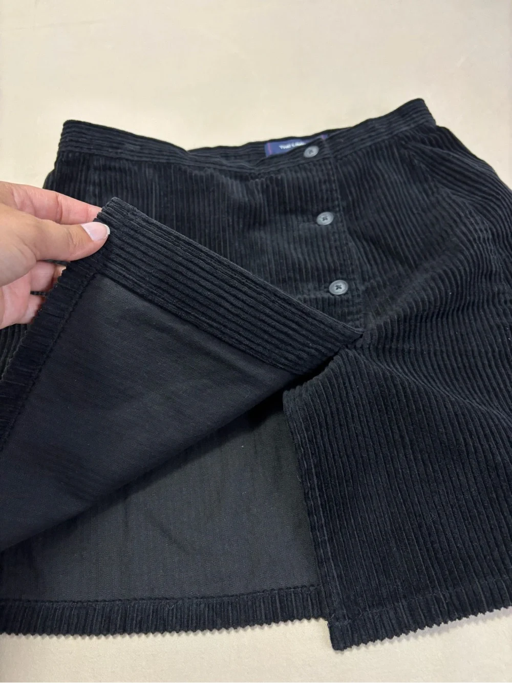The Limited Vintage 90's Black Corduroy A-Line Mini Button Front Skirt Size 6